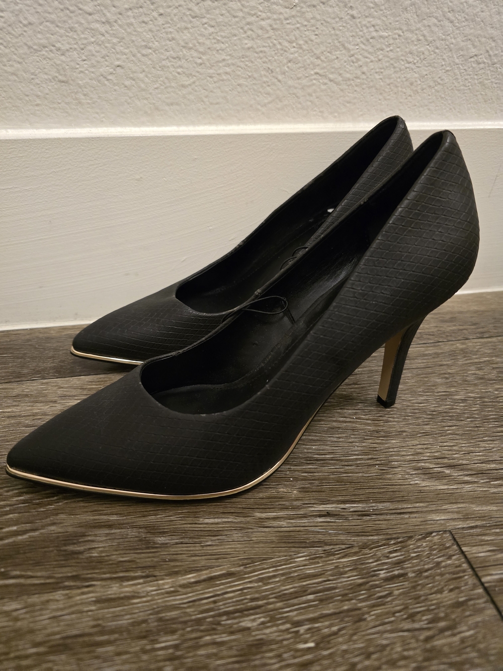 Marc New York Black Pointed-Toe Pump with Gold Trim - Women's Dress Heels